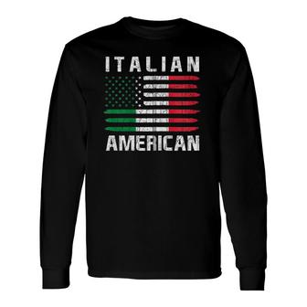Italian American Flag Italy Usa Italia Zip Long Sleeve T-Shirt - Seseable