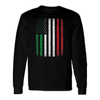 Italy Usa Flag 4Th Of July Patriotic American Italian Flag Long Sleeve T-Shirt - Seseable