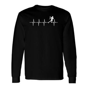 Lacrosse Heartbeat For Lacrosse Players Long Sleeve T-Shirt - Thegiftio