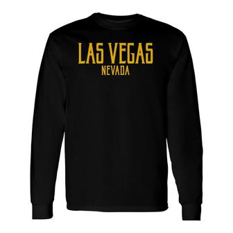 Las Vegas Nevada Vintage Text Amber Print Long Sleeve T-Shirt T-Shirt | Mazezy