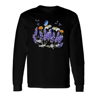 Lavender Plant Butterfly Herb Wildflower Botanical Long Sleeve T-Shirt T-Shirt | Mazezy