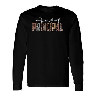 Leopard Assistant Principal Job Title School Worker Long Sleeve T-Shirt T-Shirt | Mazezy