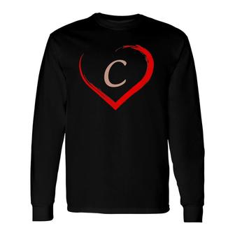 Letter C Initial Valentines Day Couple For Him And Her Long Sleeve T-Shirt T-Shirt | Mazezy