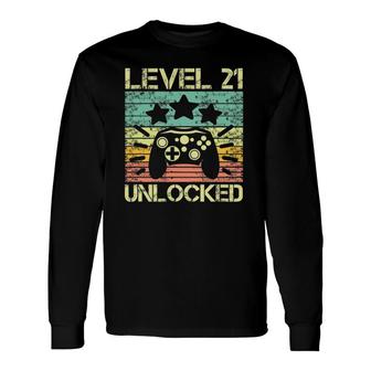 Level 21 Unlocked 21St Birthday 21 Years Old Long Sleeve T-Shirt - Seseable
