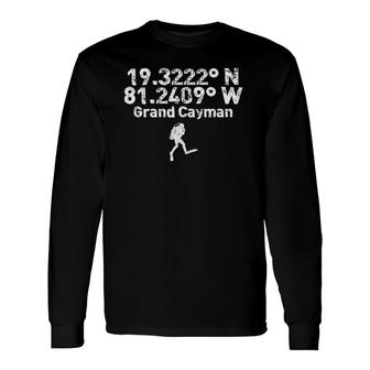 Longitude And Latitude Of Grand Cayman Dive Souvenir Long Sleeve T-Shirt - Thegiftio UK