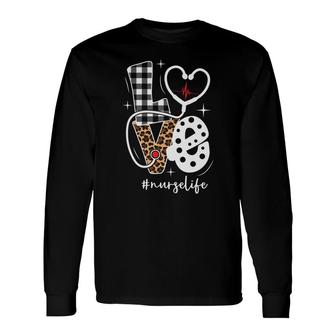 Love Great Leopard Nurse Life Hastag Heart New 2022 Long Sleeve T-Shirt - Seseable