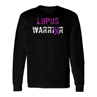 Lupus Warrior Awareness Purple Ribbon Support Long Sleeve T-Shirt - Seseable