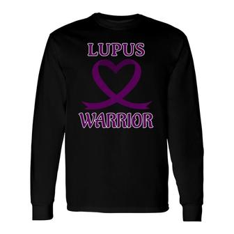 Lupus Warrior Purple Heart Ribbon Awareness Long Sleeve T-Shirt - Seseable