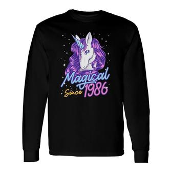 Magical Since 1986 36 Years Old Birthday Party Unicorn Long Sleeve T-Shirt - Seseable