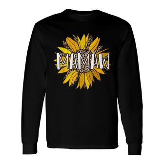Mamaw Leopard Print Sunflower Flower Women Grandma Long Sleeve T-Shirt - Seseable