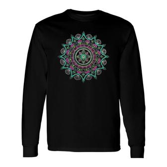 Mandala Ornament Lotus Flower Long Sleeve T-Shirt T-Shirt | Mazezy