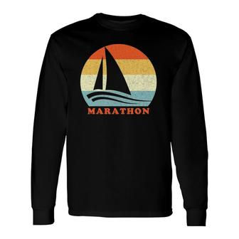 Marathon Florida Keys Vintage Retro Sailboat Vacation Long Sleeve T-Shirt T-Shirt | Mazezy