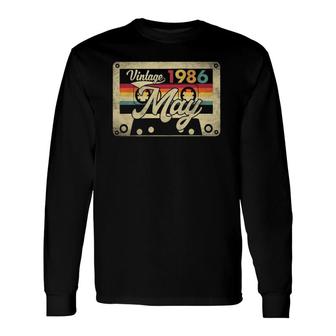 May 1986 35Th Birthday 35 Years Old Retro Vintage Cassette Long Sleeve T-Shirt - Seseable