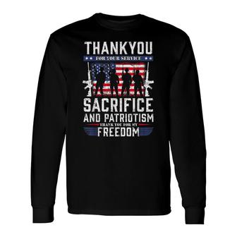 Memorial Day Thank You For Your Service And Sacrifice Long Sleeve T-Shirt - Seseable