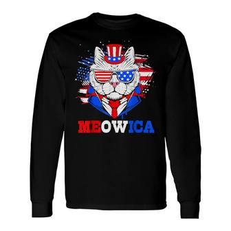 Meowica Patriotic Cat 4Th Of July Independent Day Long Sleeve T-Shirt - Seseable