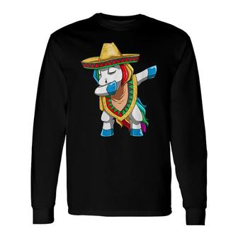 Mexican Unicorn Cinco De Mayo Dabbing Unicorn Fiesta Long Sleeve T-Shirt - Seseable