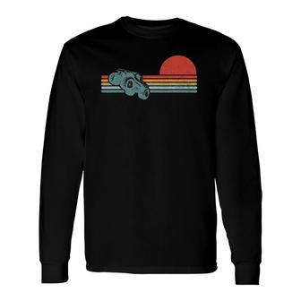 Monster Truck Vintage Retro Sunset Horizon Stripes Lines Long Sleeve T-Shirt - Seseable