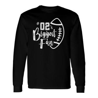Number 02S Biggest Fan Football Player Mom Dad Long Sleeve T-Shirt - Seseable