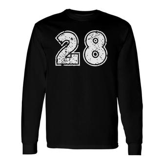 Number 28 Sports Player Uniform Number Jersey Long Sleeve T-Shirt - Seseable