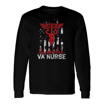 Nursing Patriot Usa Nurse American Flag Va Nurse 4Th Of July Long Sleeve T-Shirt - Seseable