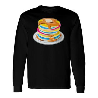 Pansexual Lgbtq Buttermilk Pancakes Gay Pride Month Long Sleeve T-Shirt - Seseable