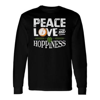 Peace Love And Hoppiness Craft Beer Ipa Lovers Brewing Long Sleeve T-Shirt - Thegiftio UK
