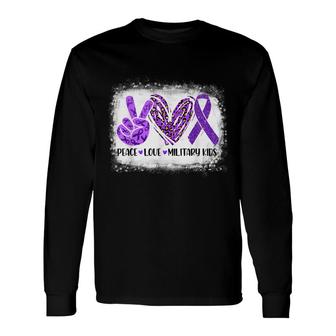 Peace Love Military Purple Up For Military Child Month Long Sleeve T-Shirt - Seseable