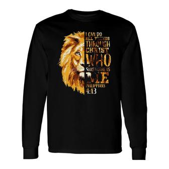 Philippians 413 Christian Bible Verse Lion Long Sleeve T-Shirt T-Shirt | Mazezy