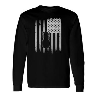Pineapple Usa American Flag 4Th Of July Patriotic Fruit Long Sleeve T-Shirt - Seseable