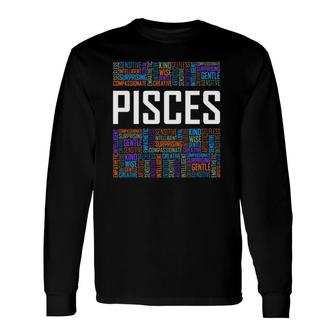 Pisces Zodiac Traits Horoscope Astrology Sign Words Long Sleeve T-Shirt T-Shirt | Mazezy