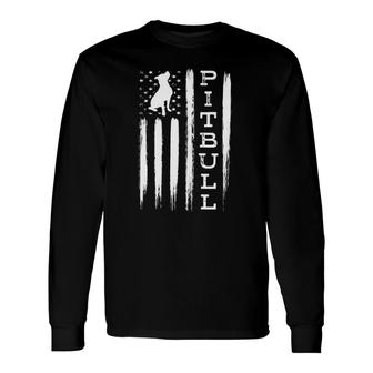Pitbull American Flag Pit Bull Long Sleeve T-Shirt T-Shirt | Mazezy