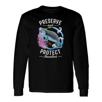 Preserve And Protect Manatees Nature Conservation V-Neck Long Sleeve T-Shirt T-Shirt | Mazezy