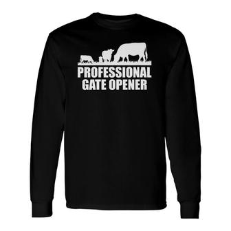 Professional Gate Opener Cow Apparel V-Neck Long Sleeve T-Shirt T-Shirt | Mazezy