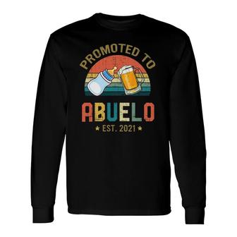 Promoted To Abuelo Est 2021 Vintage Fathers Day Long Sleeve T-Shirt - Seseable