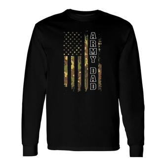 Proud Army Dad United States Usa Flag Father Long Sleeve T-Shirt - Seseable