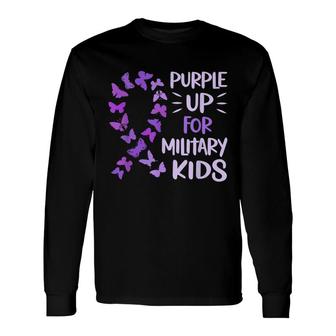 Purple Up Military Child Butterfly Military Brats Month Long Sleeve T-Shirt - Seseable