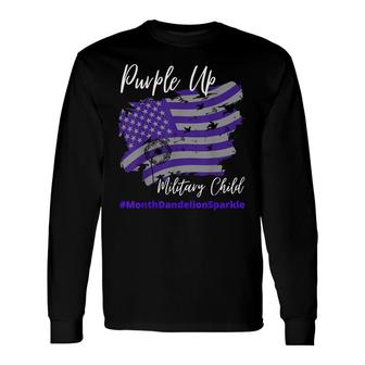 Purple Up For Military Child Month Dandelion Sparkle Army Long Sleeve T-Shirt | Seseable FR