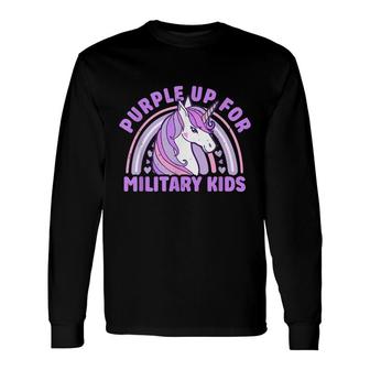 Purple Up For Military Military Child Month Unicorn Long Sleeve T-Shirt - Seseable