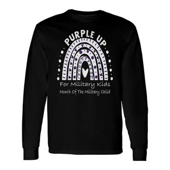 Purple Up For Military Month Military Child Rainbow Long Sleeve T-Shirt - Seseable