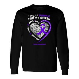 Purple Ribbon Men Women Warrior Sister Lupus Awareness Long Sleeve T-Shirt - Seseable