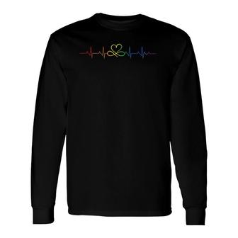 Rainbow Flag Lgbtq Heartbeat Gay Pride Month Lgbt Long Sleeve T-Shirt - Seseable
