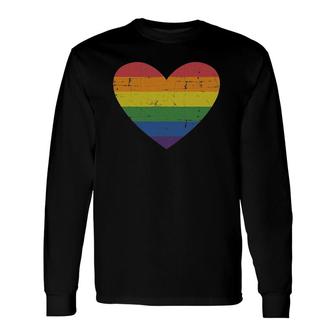 Rainbow Heart Flag For Gay And Lesbian Support Pride Month Long Sleeve T-Shirt T-Shirt | Mazezy