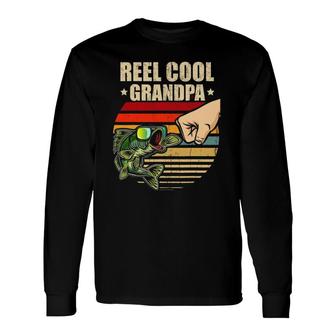 Reel Cool Grandpa Retro Fishing Fathers Day Fist Bump Long Sleeve T-Shirt - Seseable