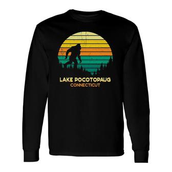 Retro Bayou Lake Pocotopaug Connecticut Bigfoot Souvenir Long Sleeve T-Shirt T-Shirt | Mazezy