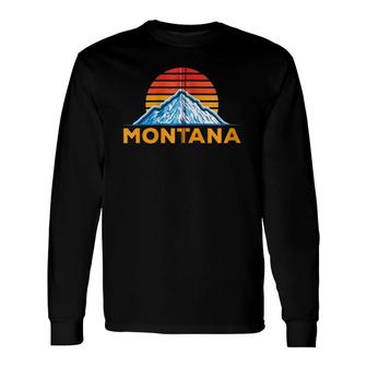 Retro Montana Home Graphic Icon Souvenir Us State Pride Top Zip Long Sleeve T-Shirt - Seseable