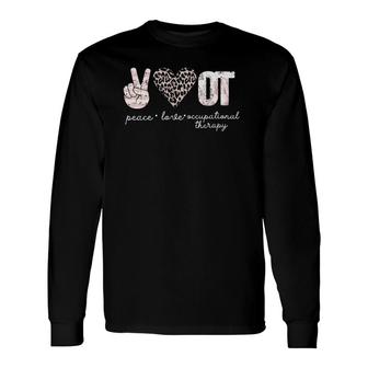 Retro Occupational Therapist Peace Love Occupational Therapy V-Neck Long Sleeve T-Shirt T-Shirt | Mazezy