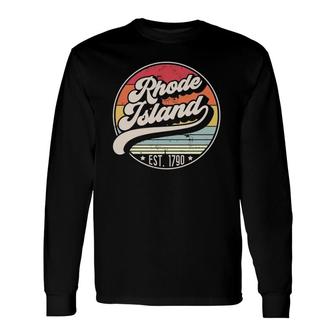 Retro Rhode Island Home State Ri Cool 70S Style Sunset Long Sleeve T-Shirt - Seseable