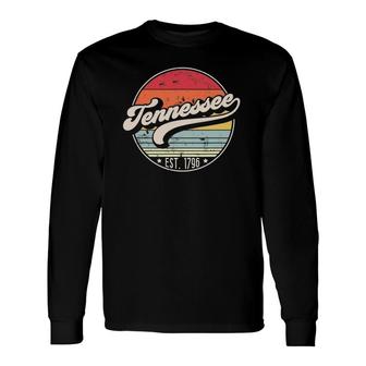 Retro Tennessee Home State Tn Cool 70S Style Sunset Long Sleeve T-Shirt - Seseable
