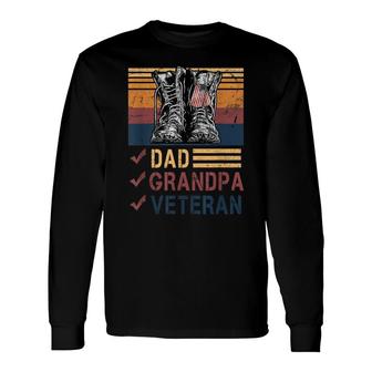 Retro Us Flag Combat Boots Dad Grandpa Veteran Day Memorial Long Sleeve T-Shirt - Seseable