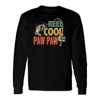 Retro Vintage Reel Cool Paw Paw Fathers Day For Grandpa Dad Long Sleeve T-Shirt - Seseable